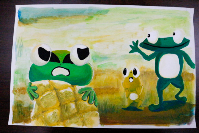 左から、主人公の“ケロン”と、友達の“ぴょこ”と“モゲピョロゴ”